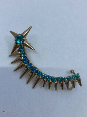 Turquoise rhinestone gold tone earrite stud earrings